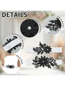 2pcs/Set Handmade Pearl Lace Leg Garter & Waist Belt Set, Sexy Bridal Accessories - Leg Ring - View 6