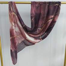 1pc Tie-Dye Casual Polyester Printed Scarf, All Season - Lilac Purple - View 6