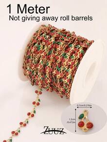 1米不锈钢可爱珐琅樱桃甜美链条，适用于DIY珠宝，女士女孩项链手链配件耳环制作 - 鏈條 - 查看 12