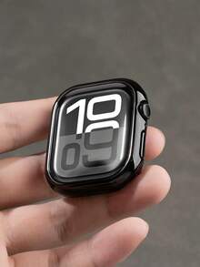 1pc Glossy Black Bumper Case Compatible With Apple Watch, Hard PC Scratch Resistant Protective Frame For Watch Series SE/9/8/7/6/5/4/10/11 - Black - View 4