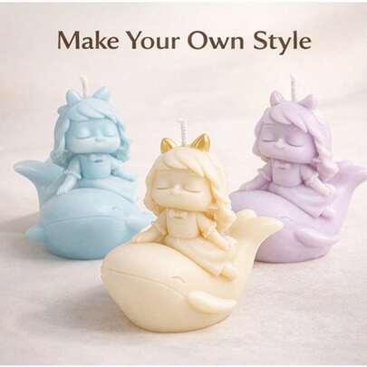 Zhonghui Mold Cute Mermaid Girl Whale Silicone Mold DIY Candle Soap Mold Cartoon Ocean Theme Resin Gypsum Mold Home Decor Craft
