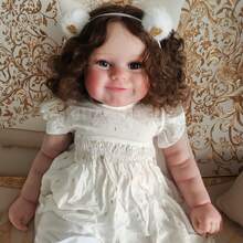 NPK 60厘米 Maddie 重生娃娃，人气女孩娃娃，棕色植发，柔软可拥抱的身体，高品质娃娃 - 布身體 - 查看 5