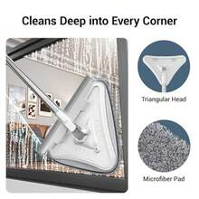 7-In-1 Triangle Mop Set With 7 Replaceable Heads And Adjustable Long Handle For Walls Floors Windows Baseboards White - Trắng - Xem 4