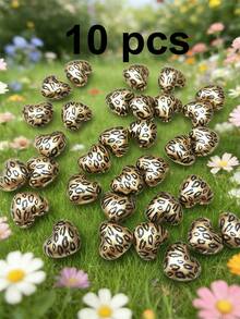 5/10/20/30/50pcs Multi-Color Fashionable Cute Leopard Print Heart Beads, Focal Beads Suitable For DIY Necklace, Bracelet, Earring, Keychain, Phone Strap, Decorative Pen, Couples Gift - Multicolor - View 17