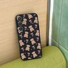 1个创意蝴蝶结泰迪熊直边液态硅胶手机壳，兼容三星Galaxy S26 S25 S24 Ultra S24 Plus S24 FE S23 S22 A55 A54 A53 A52 A50 A30 A42 A35 A34 A33 A25 A24 A20 A30 A15 A17、Smart 8/ Hot 40i/ Spark 20/ Spark 20C/ Spark Go 2024/ Moto G84/ Honor X9b X9A X9D X7B X9C X6A 8X X7 X8 X8C X8B Y9S Y9A Y7P Y7P/1+ - 黑色 - 查看 4