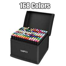 Bộ bút dạ hai đầu 12/24/36/48/60/80/100/120/168 màu, bút dạ hai đầu, vẽ minh họa màu, vẽ tranh, graffiti, truyện tranh, thiết kế dành cho người lớn, văn phòng, nghệ sĩ, quà tặng Giáng sinh, Năm mới, quà tặng tựu trường. - Bộ bút dạ nhiều mảnh - Xem 6