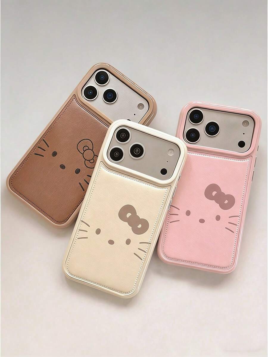 SANRIO 卡通KT猫咪图案加厚真皮手机壳，防震，兼容苹果17 Pro Max、16/15 Pro、14/13/12/11 - 彩色 - 查看 1