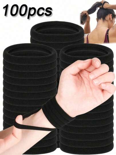 Băng đô dày dặn dành cho nữ, Băng buộc tóc, Băng đô co giãn liền mạch màu đen tuyền, Thích hợp sử dụng hàng ngày, Băng đô buộc tóc đuôi ngựa đơn giản, Kiểu dáng thanh lịch, Thích hợp cho cuộc sống hàng ngày, buộc tóc khi gội đầu, thể thao và tập thể dục, Quà tặng ngày lễ, Băng đô co giãn buộc tóc đuôi ngựa, Phụ kiện tóc phòng tắm, Băng đô, Băng đô đen, Phong cách bốn mùa. (20/51/100/200)