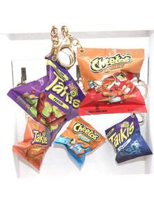 Túi đựng đồ ăn vặt khoai tây chiên sáng tạo, chân thực, móc khóa, mặt dây chuyền, phụ kiện túi xách, dây đeo cổ có giá đỡ ID, phụ kiện ô tô, móc khóa túi xách - Nhiều màu - Xem 3