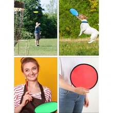 Foldable Flying Disc Fans Bulk with Bags 9.8 Inch DIY Sublimation Handheld Cooling Fan Beach Flying Disc for Summer Outdoor Games Activities Birthday Wedding Party Favors - Color mixto - Ver 7