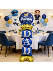1/2pcs Large Father's Day Standing Base Aluminum Foil Balloon, Printed With "DAD", Suitable For Father's Day Decoration Balloons, Theme Party Decor, Holiday Decoration Balloons, Birthday Party Decor Balloons - Standing Father's Day - View 2