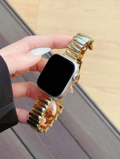 1 Asymmetric High Quality Metal Strap, Compatible With Apple Watch 42mm, 38mm, 40mm, 41mm, 44mm, 45mm, 46mm, 49mm Case Sizes, Stylish Smart Watch Replacement Strap, Suitable For Series Ultra2, Ultra SE2, SE 11, 10, 9, 8, 7, 6, 5, 4, 3, 2, 1, Unisex