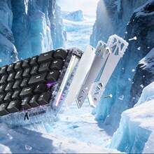 ATTACK SHARK R68HE 60% 有线快速触发 8K RGB 机械游戏键盘，0.005mm 精度，0.08ms 延迟，256K 轮询率，霍尔效应磁性开关，碳纤维 + CNC 铝合金材质，适用于 PC FPS 游戏，包含螺旋线缆，2026 年圣诞节和新年礼物，圣诞特别版 - 哑光黑/冰蓝/黑 - 查看 5