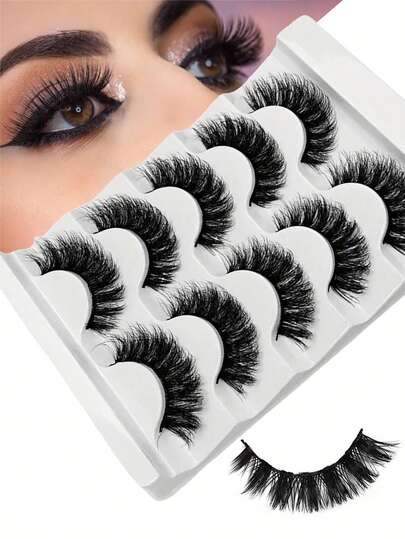 5 Pairs To Achieve Multi-Faceted Charm: DH Striped Fluffy Eyelashes, Suitable For Daily Use Or Parties, Shaping High-End Makeup Layers With 3D Chaos