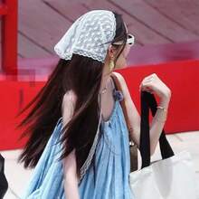 2026 French Lace Triangular Scarf, Spring New Arrival Women's Silk Scarf, Countryside Plaid Headscarf - Apricot - View 5