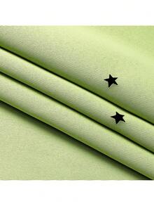 1pc Hollow Star Curtain, Polyester Lace Double-Layer Curtain, Darkening Curtain For Living Room & Bedroom, Cute Style - 淡綠 - 查看 8