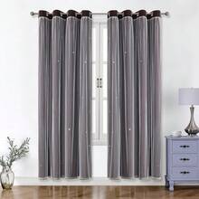 1 chiếc rèm voan họa tiết ngôi sao rỗng, rèm hai lớp bằng polyester cản sáng, thích hợp cho phòng khách và phòng ngủ, kiểu dáng dễ thương. - Cà phê nâu - Xem 24