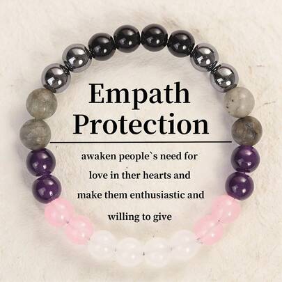 同理心保护手链 - 天然水晶疗愈饰品，用于情绪防护和爱的能量