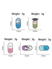 1/5件装创意卡通胶囊造型胸针，英文字母装饰翻领别针，独特简约配饰，可搭配服装或背包 - 彩色 - 查看 4