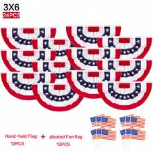 3x6 Feet 250th Anniversary Large American Flags Patriotic Bunting Stars Stripes 4th Of July Pleated Fan USA Flag Banners Red White Blue Decorations For Outdoor Porch, Memorial Day, Independence Day - 查看 1