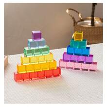 1 Set Kit de Cubo Prisma Arcoíris - Bloques de construcción de acrílico transparente para juegos de luz y sombra, diseño espacial y alivio del estrés, adecuado para adolescentes y adultos como decoración moderna de escritorio - Multicolor - Ver 6