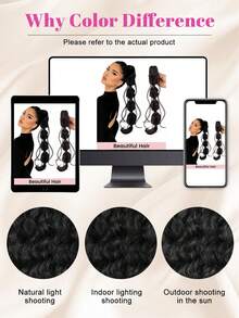 18 Inch Synthetic Braided Bubble Wig, Natural Fluffy Twist Braid Ponytail Hair Extensions For Girls - Multicolor - View 12