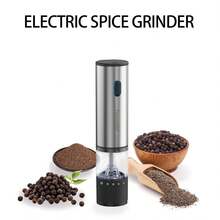 Feizsmile 可充电胡椒盐研磨机，自动胡椒研磨器，香料研磨机，USB 充电，可调节粗细度，单手操作，陶瓷研磨，可再填充，不锈钢外壳，适用于黑胡椒、白胡椒、海盐、辣椒、芝麻、孜然等香料 - 彩色 - 查看 2