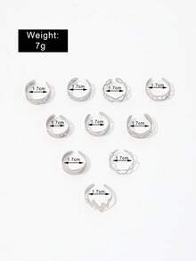 10件套星月镂空脚趾环，几何镂空8字形可调节沙滩脚饰套装 - 銀色 - 查看 7