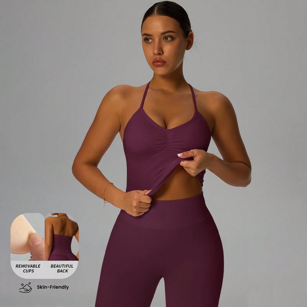 Nueva camiseta de tirantes de yoga para mujer, camiseta de yoga con sujetador incorporado para fitness, ropa de gimnasio