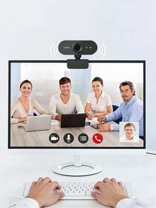 1080P全高清网络摄像头，带麦克风，USB即插即用电脑摄像头，可调节底座，适用于台式机/笔记本电脑，支持视频通话 - 黑色 - 查看 1