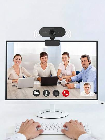 1080P全高清网络摄像头，带麦克风，USB即插即用电脑摄像头，可调节底座，适用于台式机/笔记本电脑，支持视频通话