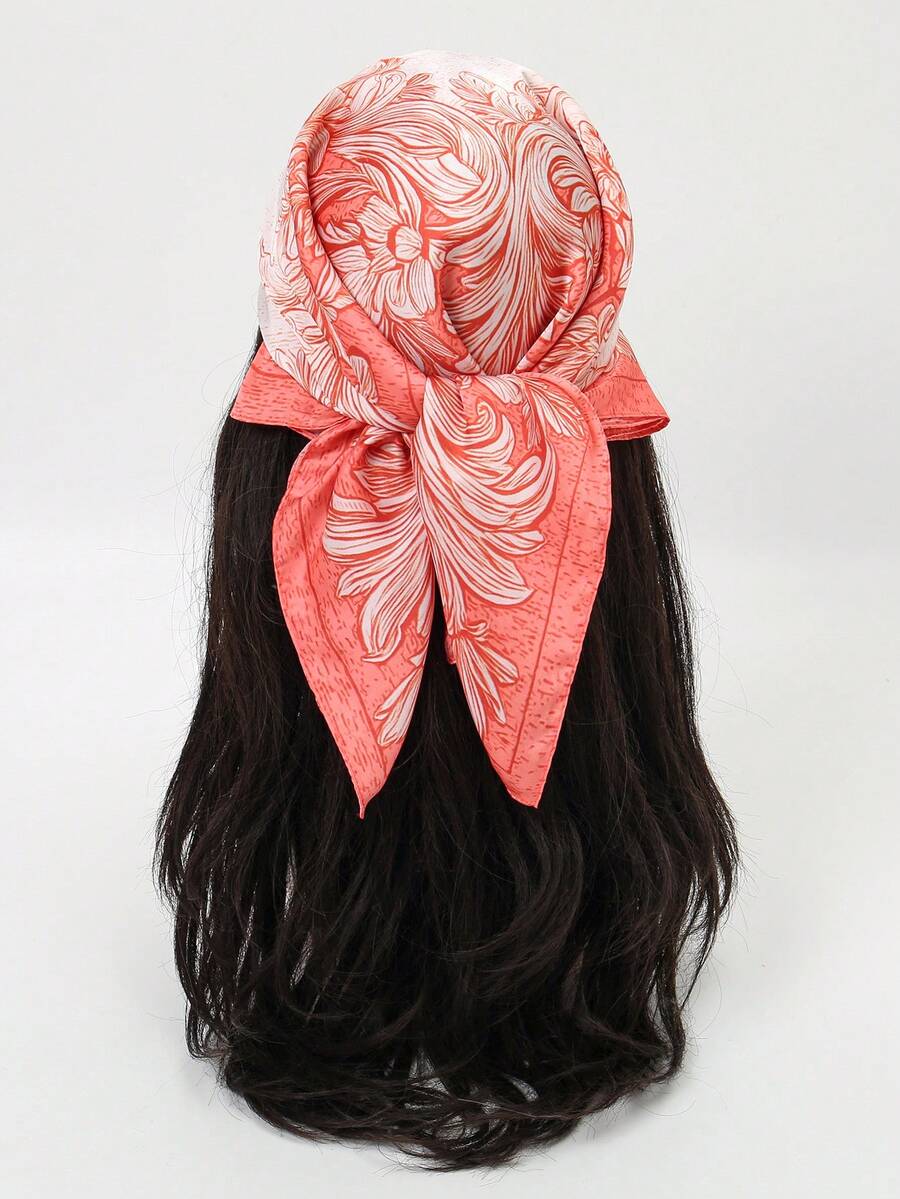 1pc Lightweight French Luxury Printed Bandana Scarf, Fashion Neckerchief - Multicolor - View 1