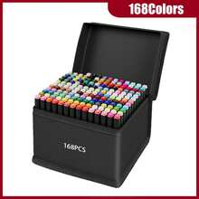 Bộ bút dạ hai đầu 12/24/36/48/60/80/100/120/168 màu, bút dạ hai đầu, vẽ minh họa màu, vẽ tranh, graffiti, truyện tranh, thiết kế dành cho người lớn, văn phòng, nghệ sĩ, quà tặng Giáng sinh, Năm mới, quà tặng tựu trường. - Bộ bút dạ nhiều mảnh - Xem 14