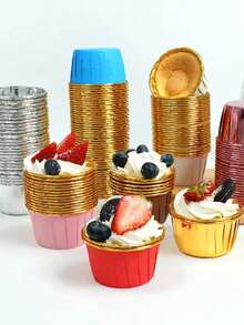 50pcs Gold Cupcake Cups Liners, Disposable Muffin Cake Cups,Grease-Proof & Heat Resistant Cupcake - Multicolor - View 9