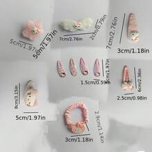 SANRIO 15 Pcs/Set KT Pink Hair Clip Set, Cute Plush Cat Mouth Hair Clips, Japanese Side Hair Accessories, Valentine's Day Gift, KT Cat Headwear - Cartoon - View 7