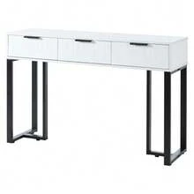 Modern Console Table With Drawers, Gold Frame, Adjustable Footrest And Elegant Handles (White + Black) - White - View 8