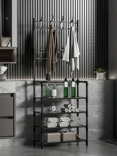 Kệ giày 4-5 tầng bằng thép không gỉ - Tiết kiệm không gian, dễ lắp ráp, phù hợp cho lối vào và phòng ngủ, thiết kế bền chắc, phong cách tối giản, giá treo quần áo đa năng hiện đại và giá để giày và mũ cho lối vào ký túc xá.