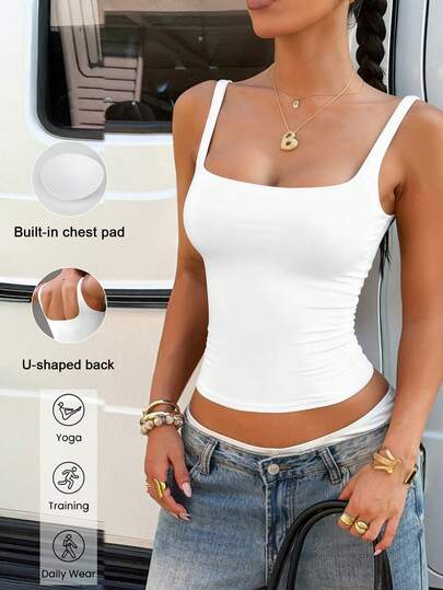 Aoqta Sports Women's Racerback Tank Top, Casual Sportswear For Outdoor Running, Fitness, Yoga And Pilates