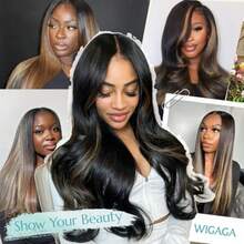 Synthetic Lace Front Wig 13x4 HD Lace Layered Hairstyle Pre Plucked Hairline Straight Long Black Glueless Wigs for Black Women 26 Inch Beginner Friendly - 1B/27 - Ver 7