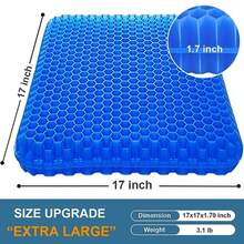 Gel Seat Cushion Large Cooling Gel Cushion Breathable Honeycomb Chair Pads Gel Cushion with Non-Slip Cover for Home Office Chair Car Seat Wheelchair Absorbs Body Pressure Points As Seen on TV - Azul - Ver 3