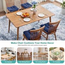 BETU - Juego de cojines para sillas de comedor de 16 x 16 x 3.5 pulgadas de grosor para sillas de interior con lazos respaldo antideslizante y cubiertas cojín de asiento para cocina comedor bar - Azul marino - Ver 5