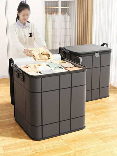 1pc Black Storage Bag, Thickened Large-Capacity Mobile Bag, Wardrobe Storage Bag, Clothes Quilt Finishing Bag, Seasonal Clothing Storage Bag, Blanket Quilt Clothes Moving Packing Thickened Large Woven Bag, Foldable Portable Storage Bag Suitable For Bedroom, Wardrobe, Under Bed, Living Room Dorm Room Essentials Clothes Organizer Closet Organization And Storage