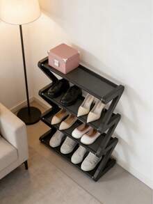 1个四层落地式鞋架 - Z字形可堆叠鞋架，金属框架和塑料层板，无需工具即可组装，承重4公斤，适用于玄关、客厅、宿舍，节省空间的地面收纳，经久耐用，是居家和宿舍的必备单品，鞋架，玄关收纳架，现代美学，结构坚固，简约设计，易于组装，适合公寓住户 - 綠色 - 查看 6