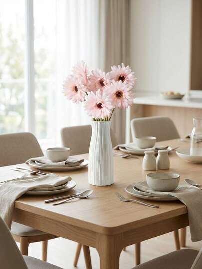 1/2支人造非洲菊，适用于婚礼、法式风格、轻奢风格、ins风家居装饰、婚礼布置、烛光晚餐、圣诞派对、餐桌中心装饰、户外花园布置，也可作为乔迁礼物、结婚礼物、周年纪念礼物、生日礼物、母亲节礼物。