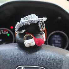 Đồ trang trí xe hơi hình vịt cao su đính đá lấp lánh | Vịt dễ thương mặc bikini, đội mũ, đeo kính thời trang và cầm cốc cà phê | Đồ trang trí xe hơi cao cấp. - Vịt trang trí - Xem 7