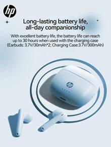 HP H10J 无线耳机 | 蓝牙 5.4 | IPX4 防水 | 30 小时续航 | 带麦克风 | 降噪耳塞，适用于跑步、旅行和商务出行 - 查看 8
