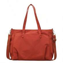 1pc Beige Soft Faux Leather Multi-Pocket Large Capacity Tote Bag, Suitable For Daily Commute - Multicolor - View 15