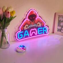 1pc Gaming Neon Light Sign, Game Room Decor Neon Light, USB Powered, Boys Bedroom Gaming Cave Decoration, Teen Boys Christmas Birthday Gaming Gift - Multicolor - View 3
