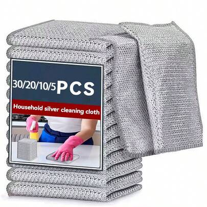30 chiếc khăn lau lưới kim loại hai mặt dày dặn, khăn lau dụng cụ nhà bếp