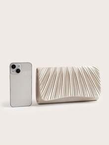 Chiếc túi xách đơn giản và thanh lịch mới này có thiết kế đơn giản và thời trang, kiểu dáng xếp ly màu mơ, phù hợp cho các bữa tiệc, đám cưới, tiệc sinh nhật, KTV và các dịp khác. Túi đeo vai, túi xách màu hồng, túi dự tiệc dành cho nữ. - Màu be - Xem 3